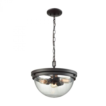 Thomas Beckett 3-Light Pendant, Semi Flush Mount Dual Mount in Oil Rubbed Bro CN129281
